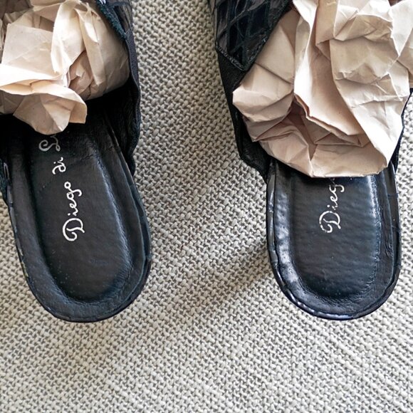 Diego di Lucca Monica Black Leather Square Toe Mules Women’s Size 9.5 - Picture 8 of 10